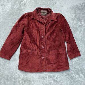 St John's Bay Vintage Women's Medium Jacket Red Leather H0910